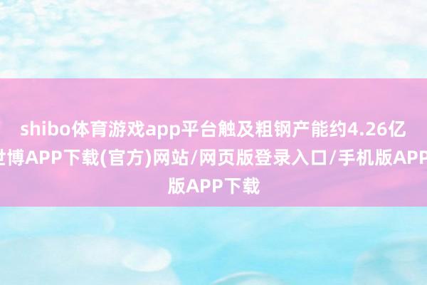 shibo体育游戏app平台触及粗钢产能约4.26亿吨-世博APP下载(官方)网站/网页版登录入口/手机版APP下载