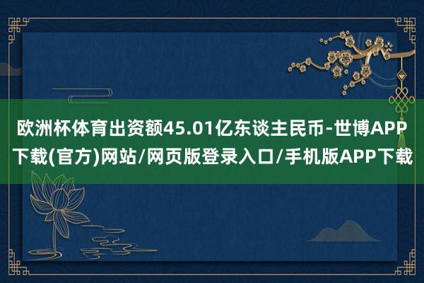 欧洲杯体育出资额45.01亿东谈主民币-世博APP下载(官方)网站/网页版登录入口/手机版APP下载
