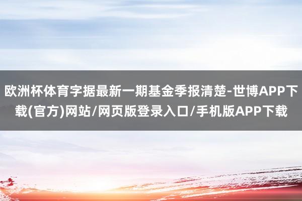欧洲杯体育字据最新一期基金季报清楚-世博APP下载(官方)网站/网页版登录入口/手机版APP下载