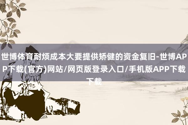 世博体育耐烦成本大要提供矫健的资金复旧-世博APP下载(官方)网站/网页版登录入口/手机版APP下载
