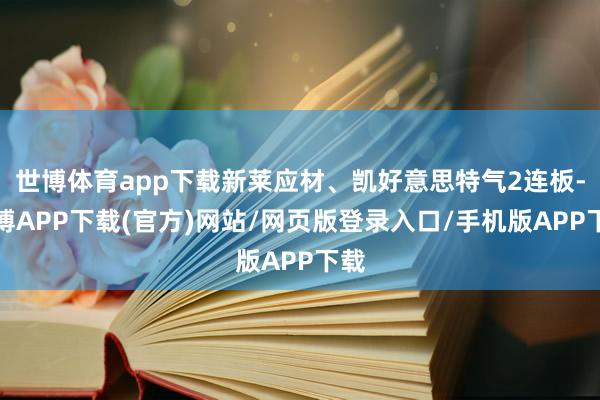 世博体育app下载新莱应材、凯好意思特气2连板-世博APP下载(官方)网站/网页版登录入口/手机版APP下载